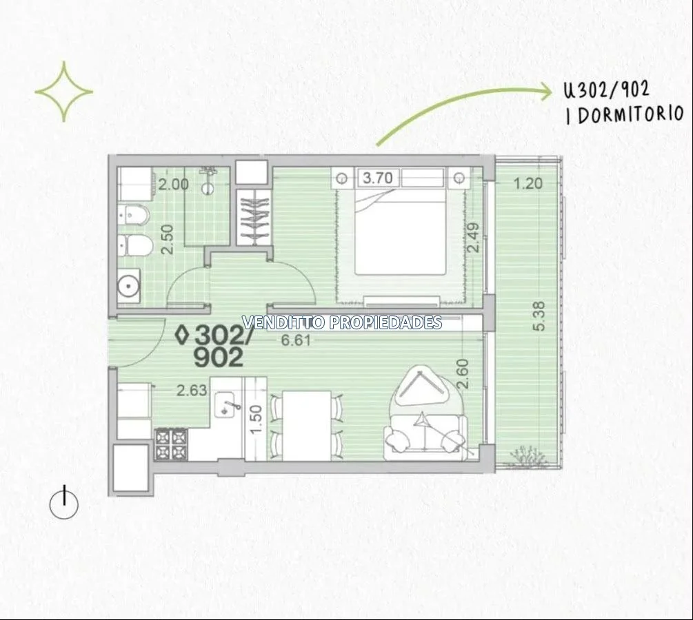 Apartamento en Palermo, propiedad 302105 -Imagen 10