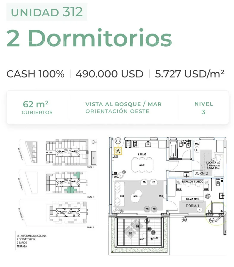 Apartamento en José Ignacio, propiedad 278490 -Imagen 2
