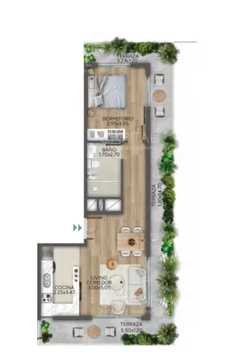 PentHouse de un dormitorio en venta con vista al mar zona Parque Rodo