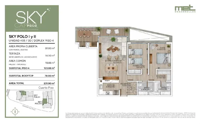 Duplex de dos dormitorios con rooftop en venta zona Carrasco