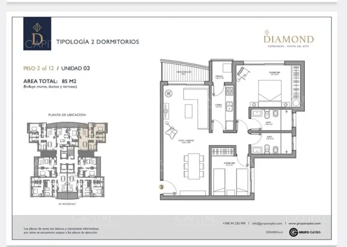Apartamento en Diamond 2 Dormitorios para venta