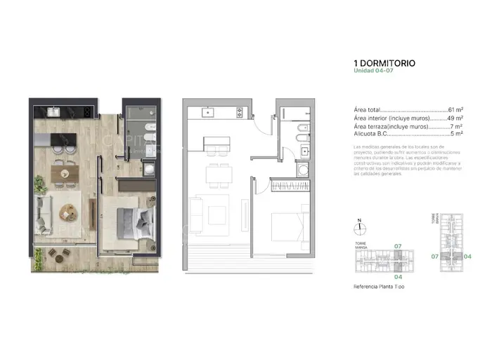 Apartamento en Venta de 1 dormitorio en Torres del este