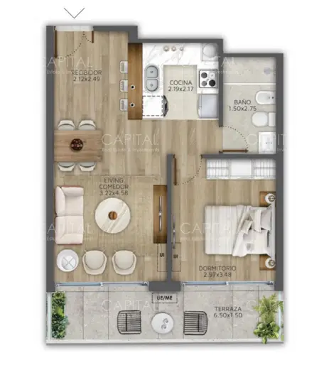 Apartamento de un dormitorio en venta piso alto zona Pocitos proyecto Icon 26