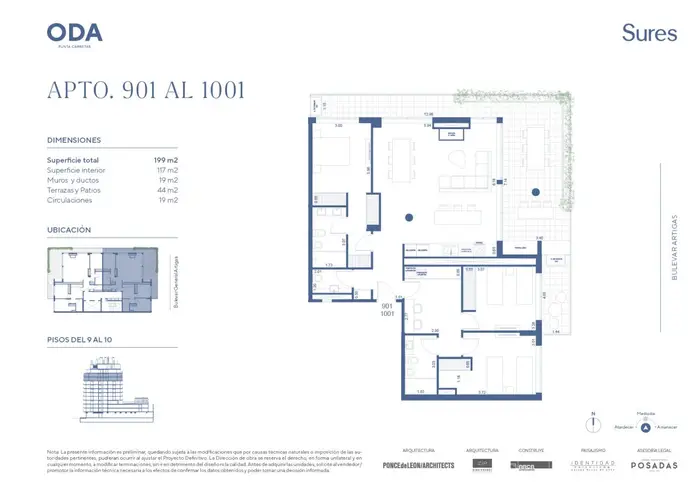 Venta apartamento de 3 dormitorios en Punta Carretas, ODA