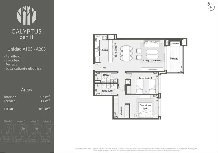 Venta Apartamento 2 dormitorios Calyptus Zen II Barrio Parques Carrasco Seguridad