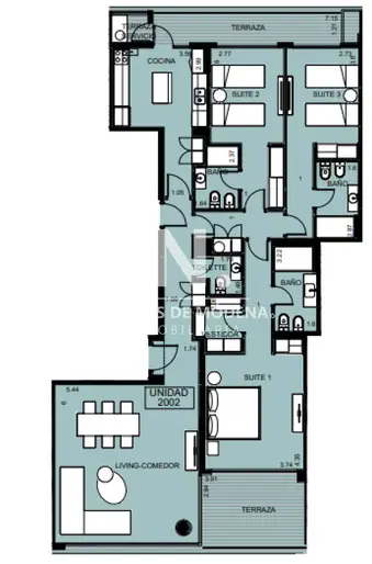 En venta exclusivo Apartamento Frente al Mar en Playa Mansa - Punta del Este de 3 dormitorios en suite