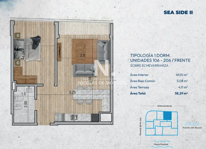 Venta Apartamento En Construccion de 1 Dormitorio en Pocitos,Montevideo!