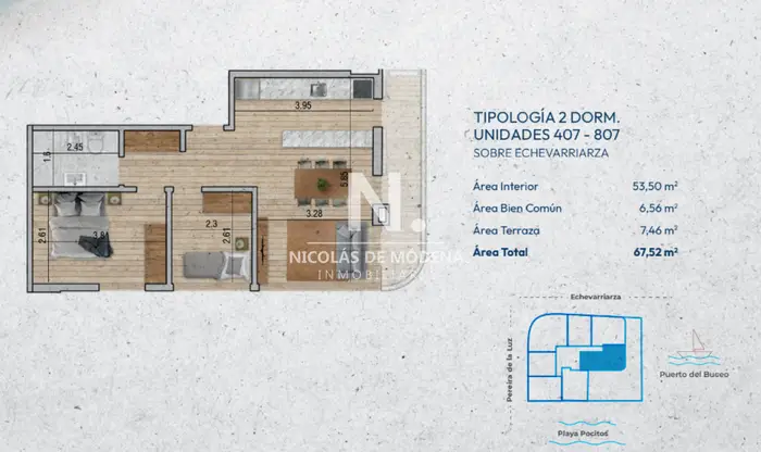 Apto en Venta de 2 Dormitorios Con Excelente Ubicacion en Pocitos Nuevo,Montevideo