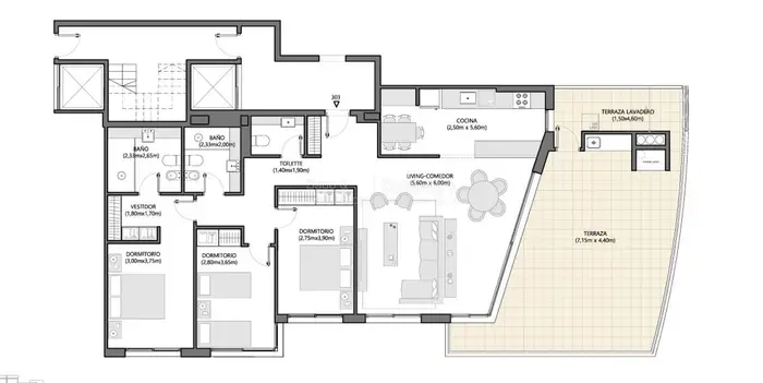 Apartamento 3 dormitorios. Barrios Parques