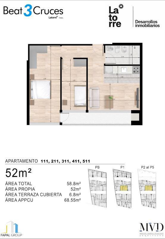 Apartamento en Tres Cruces, propiedad 274098 -Imagen 3