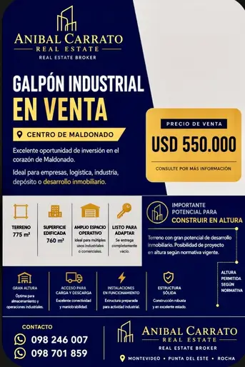 Galpón en venta de 760m2 ubicado en Centro