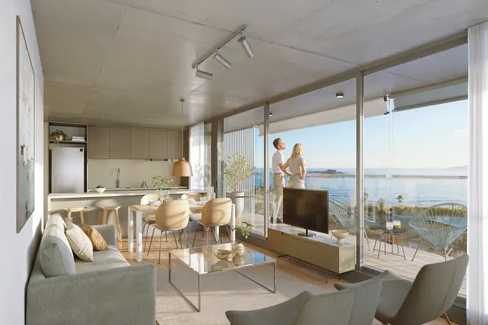 Apartamento en venta de 1 dormitorio en la Rambla de Malvín, Montevideo, con amplia terraza. Avita Zee