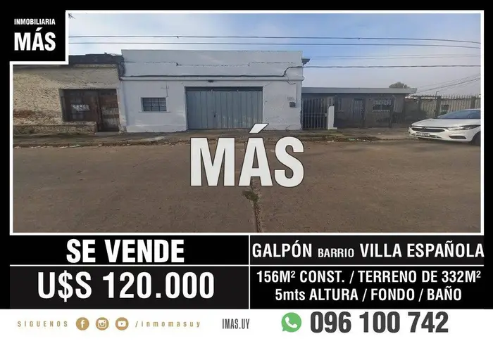 Galpón Venta Villa Española Montevideo iMas.uy - RC*