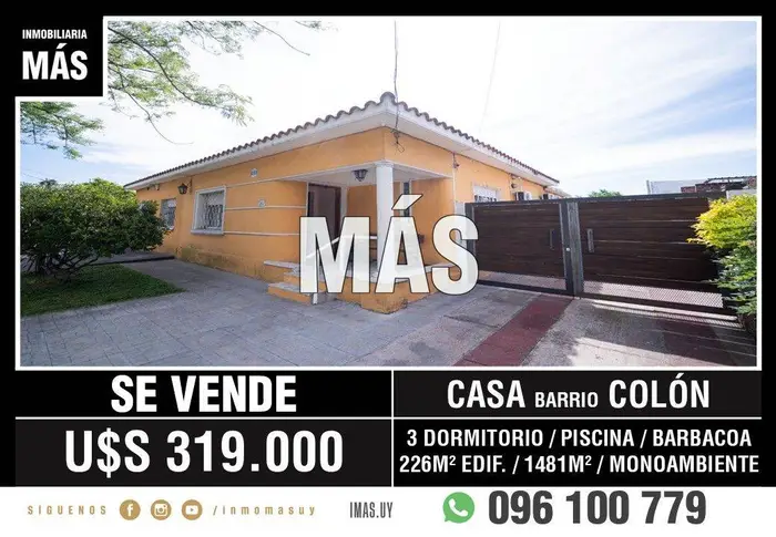 Casa Padrón Único Venta Piscina Colón Montevideo iMas.uy MC *