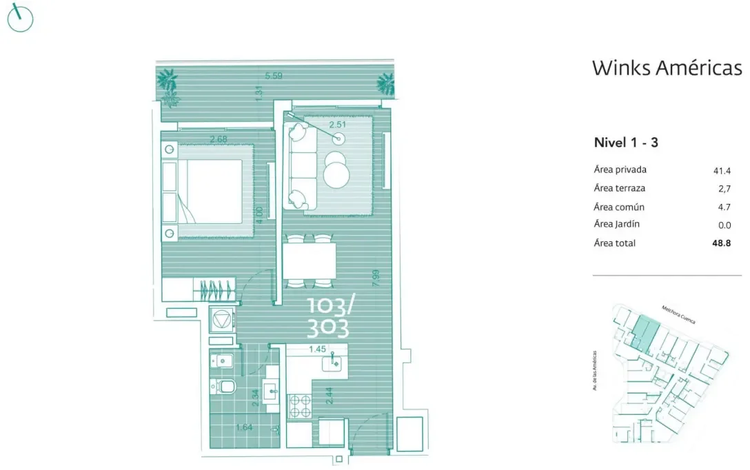 Apartamento en Aeropuerto, propiedad 296885 -Imagen 3