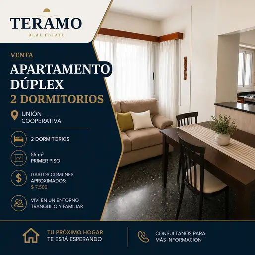 Teramo Real Estate vende apartamento dúplex de 2 dormitorios en Av. 8 de Octubre