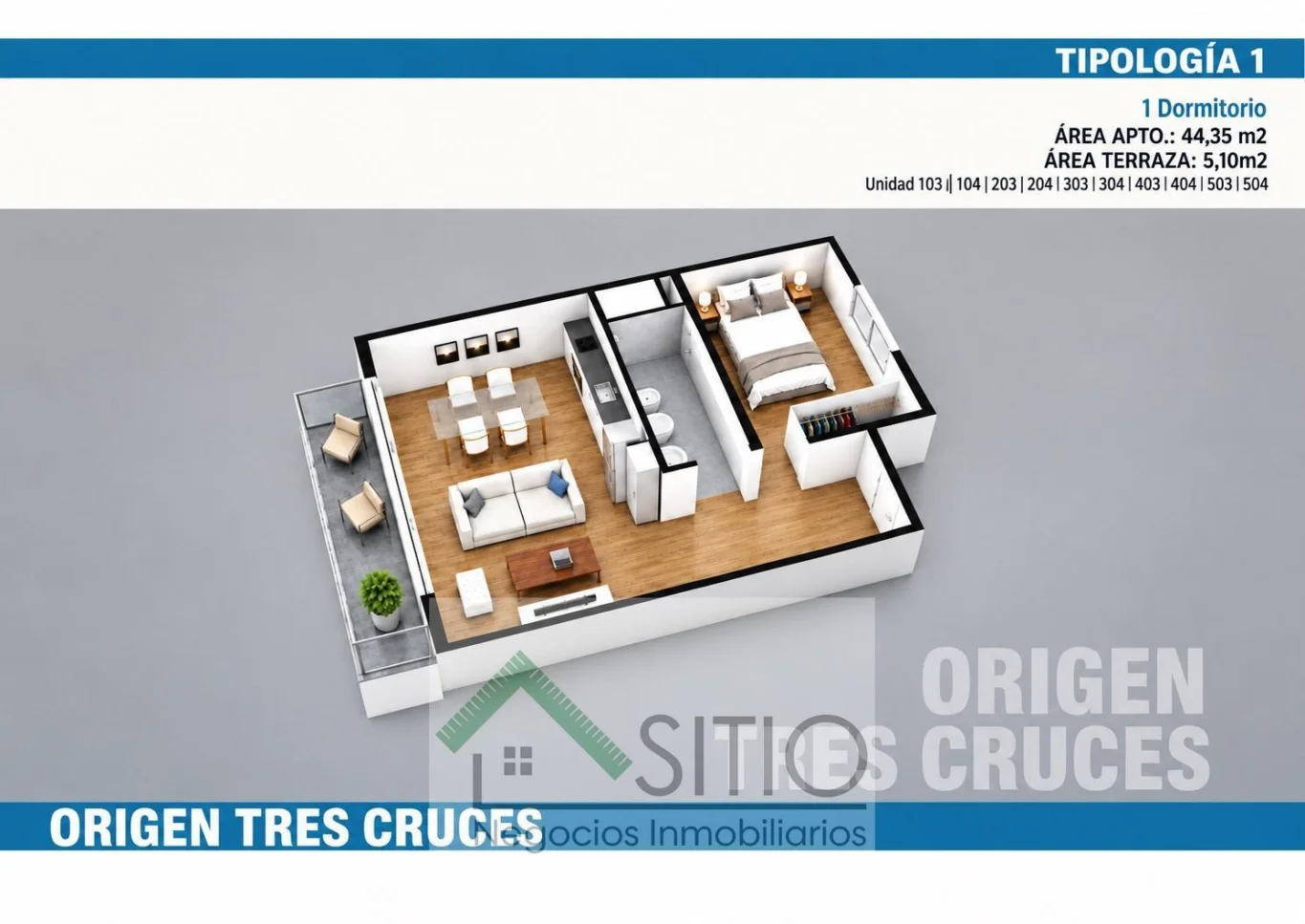 Apartamento en Tres Cruces, propiedad 296324 -Imagen 9