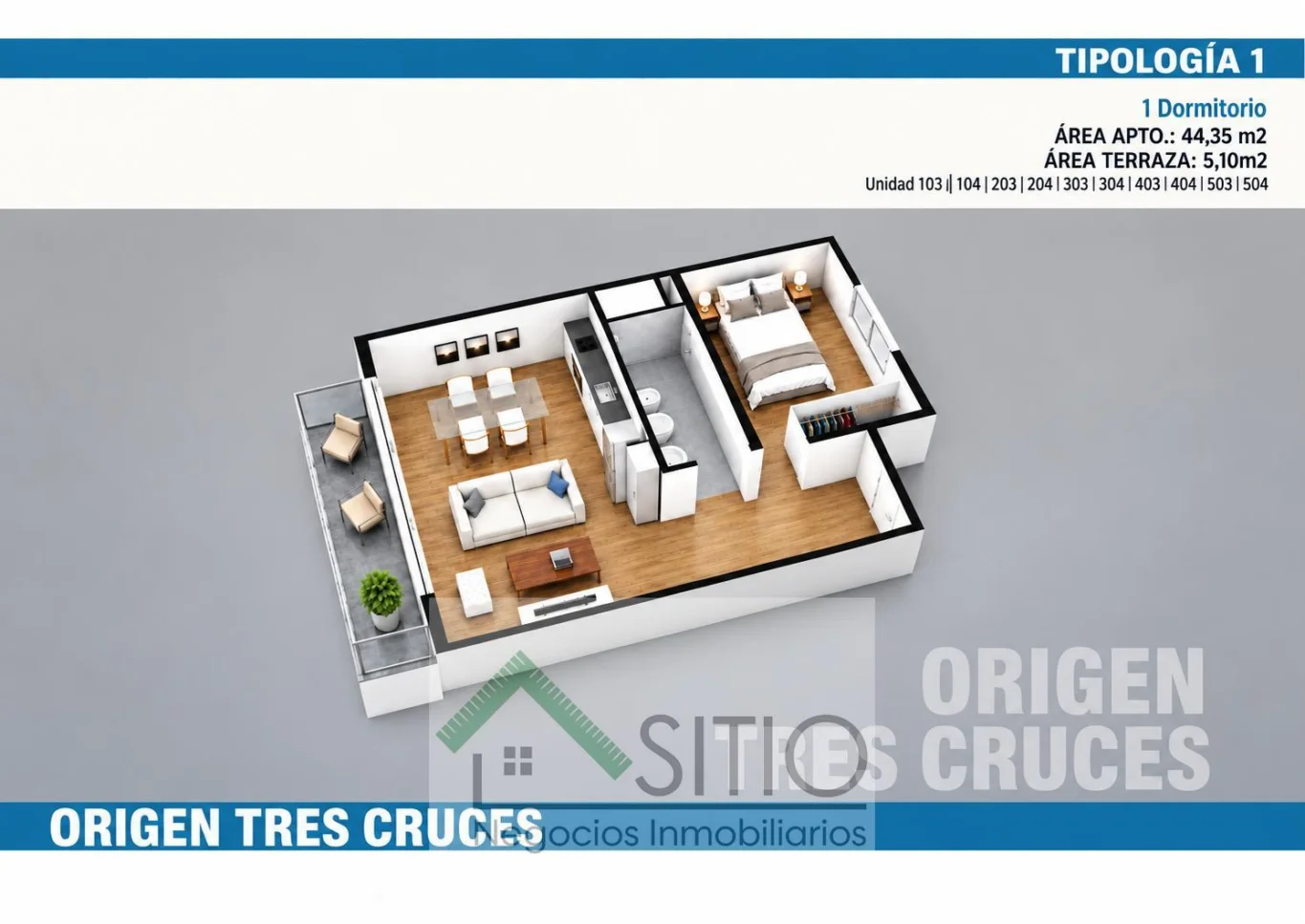 Apartamento en Tres Cruces, propiedad 296347 -Imagen 9