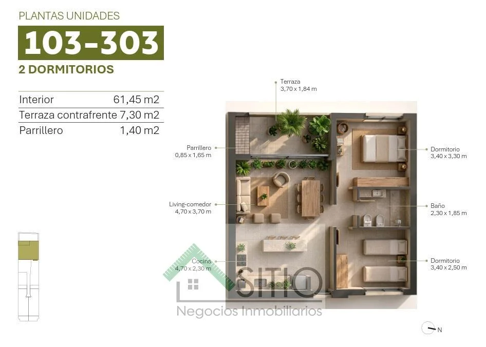 Apartamento en Tres Cruces, propiedad 301269 -Imagen 10